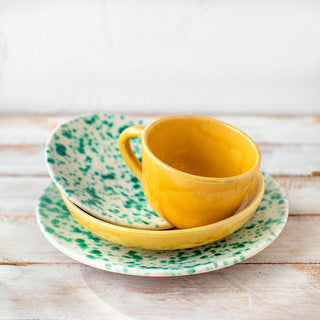Ceramic Tableware Pack 4 Pieces Yellow and Green Pints