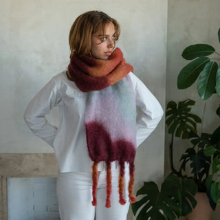 Boreal Mohair Scarf Shawl Pink Tones