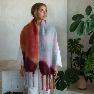 Boreal Mohair Scarf Shawl Pink Tones