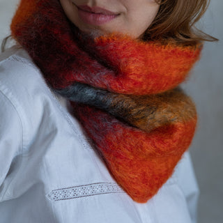 Orange and Red Mohair Collar