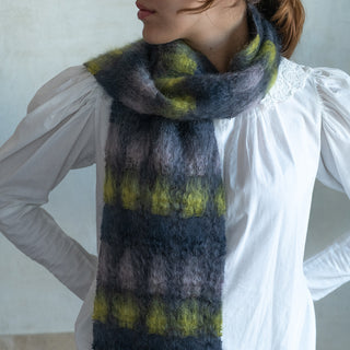 Grey, Blue and Lime Checkered Foulard