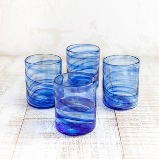 Kit 4 Vasos de Vidrio Mare Azul