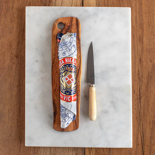Wooden Board, Sausage and Knife Pack