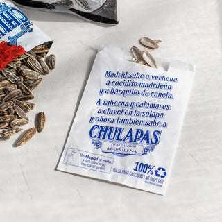Bolsita para cáscaras de pipas saladas la chulapa. Real Fábrica.