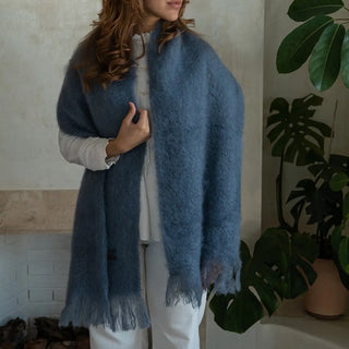 Blue Gray Mohair Scarf