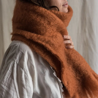 Mohair Burnt Orange Scarf 