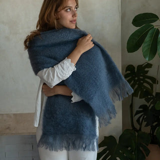 Bufanda Mohair Gris Azulón