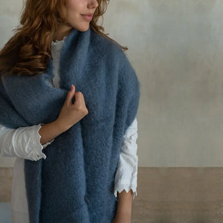 Blue Gray Mohair Scarf