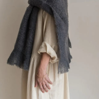 Bufanda Mohair Gris Oscuro