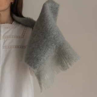 Dove Grey Mohair Scarf 