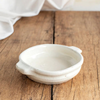 Cazuela de Barro cuadrada pequeña con asas en color blanco. Real Fábrica