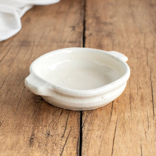 Cazuela de Barro cuadrada pequeña con asas en color blanco. Real Fábrica