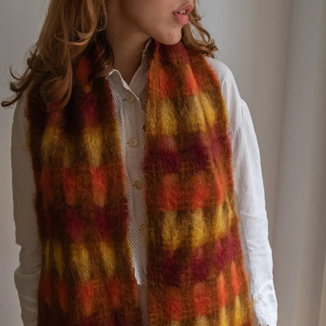 Red and Yellow Mohair Scarf Ezcaray Blankets x Real Fábrica