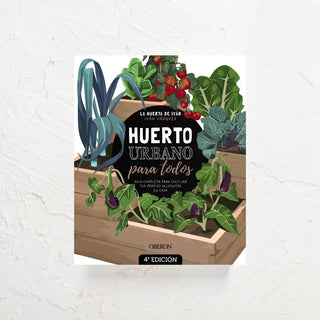 Libro sobre huertos urbanos en cuya portada vemos una ilustración de uno. Real Fábrica