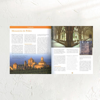 Libro Atlas Ilustrado de la Cocina de Conventos y Monasterios. Páginas interiores texto y fotografías monasterio. Real Fábrica.