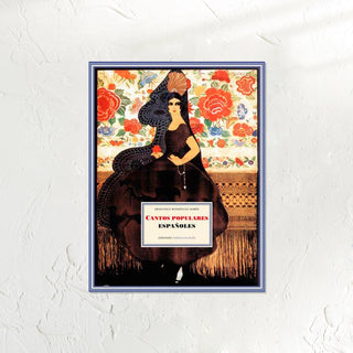 Libro Cantos Populares Españoles. Portada dibujo flamenca. Real Fábrica.
