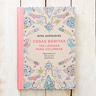 Libro Cosas Bonitas 100 Láminas para Colorear. Portada dibujos mándalas. Real Fábrica. 