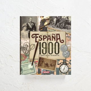 libro España de 1900 a través de la fotografía. Portada con motivos vintage. Real Fábrica