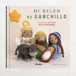 Belén realizado con ganchillo con José, María, el niño, el ángel, el burro  la estrella. Real Fábrica.