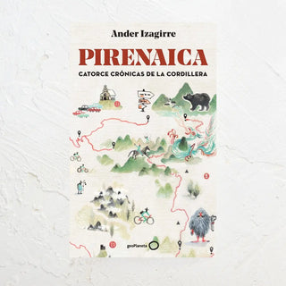 Portada libro pirenaica con ilustracion de las montañas de la cordillera y personajes miticos