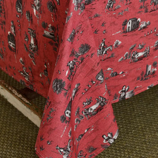 Caída del mantel rojo de la colección Quijote. Real Fábrica