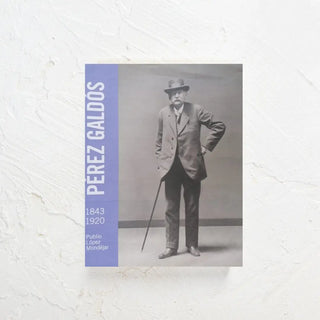 Libro sobre la vida y pensamiento de Pérez Galdós cuya portada nos muestra una foto del protagonista. Real Fábrica
