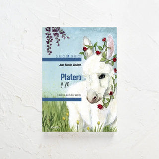 Libro de Platero y yo en cuya portada aparece una ilustración de Platero. Real Fábrica