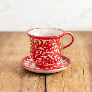 Taza fr café solo de cerámica de Granada con platito a juego. Real Fábrica