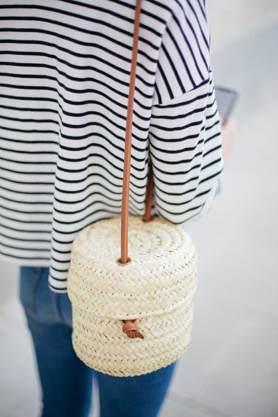 Palm Bucket Bag with Leather Handle