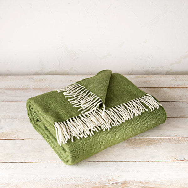 Merino Wool Green Garden Blanket