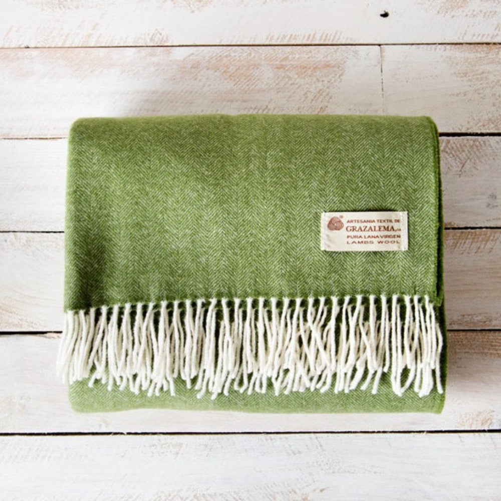 Manta de lana verde salvia 100% lana nueva de Nueva Zelanda manta