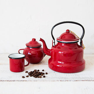 Red Enamelware Coffee Pot