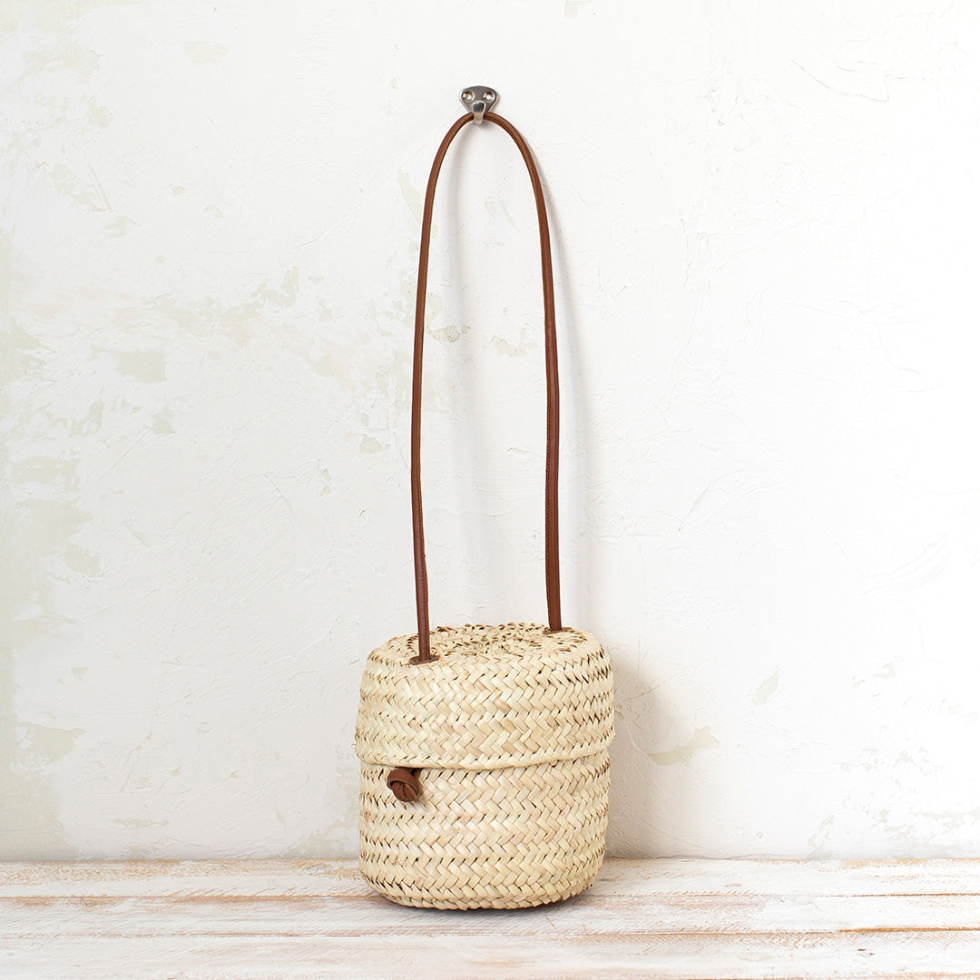 Palm Bucket Bag with Leather Handle