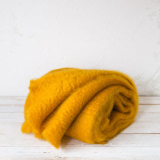 Mohair Mustard Large Blanket