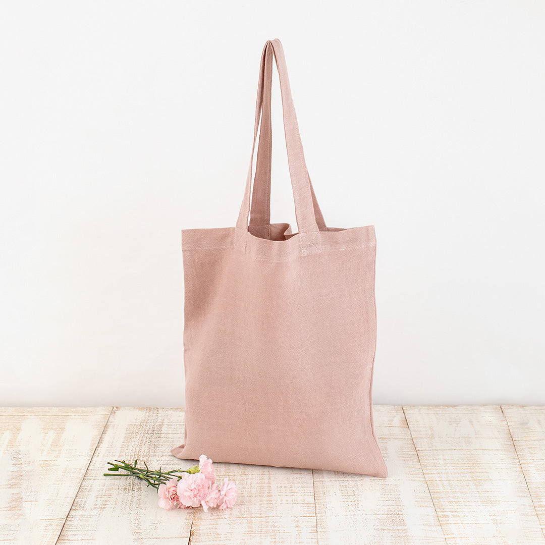 Thick Linen Tote Bag - Pale Pink