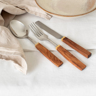 12 Piece Galician Cutlery Set - Acacia Wood