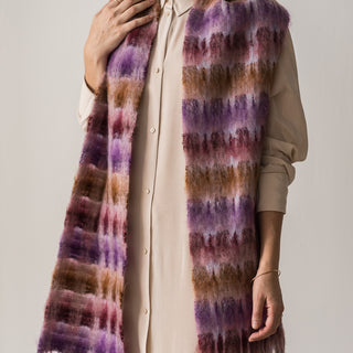 Ocher and Purple Check Mohair Foulard