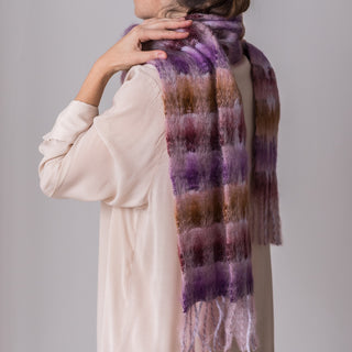 Foulard Mohair Cuadros Ocres y Morados