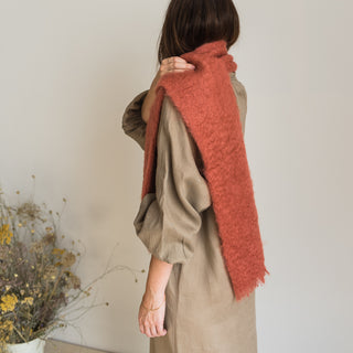 Terracotta Pink Mohair Scarf 
