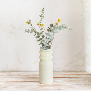 White Clay Vase with Wave Pattern