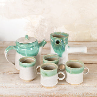 Green Ceramic Coffee Set