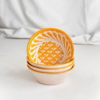 Kit 4 Yellow Geometric Ceramic Fajalauza Bowls