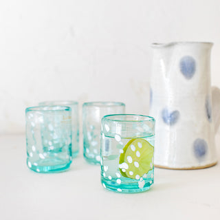 Set of 4 Small Recycled Glasses - Spotty