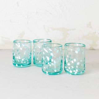 Set of 4 Small Recycled Glasses - Spotty