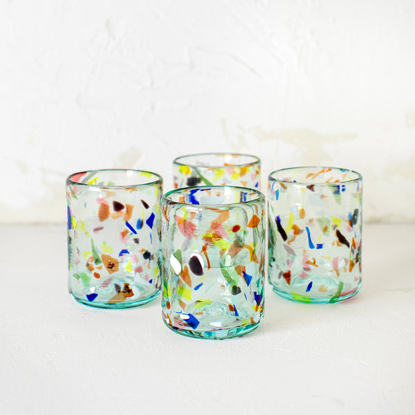 Set of 4 Small Recycled Glasses - Terrazzo 