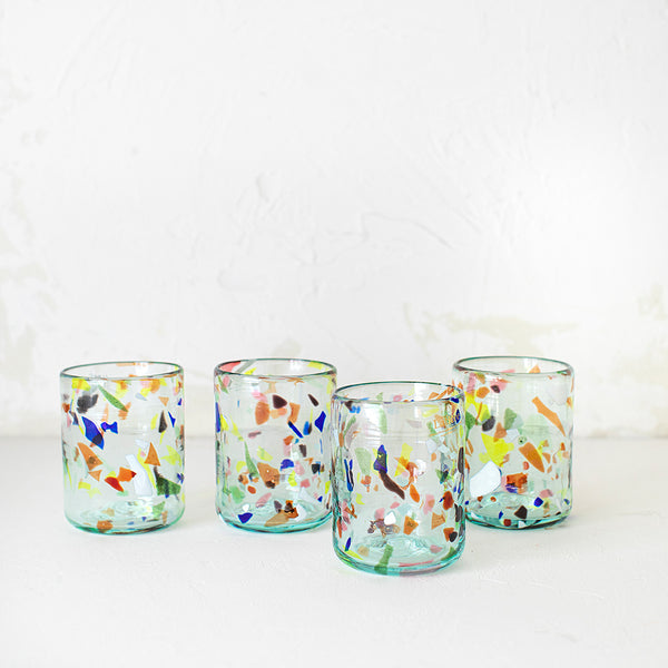 Set of 4 Small Recycled Glasses - Terrazzo 