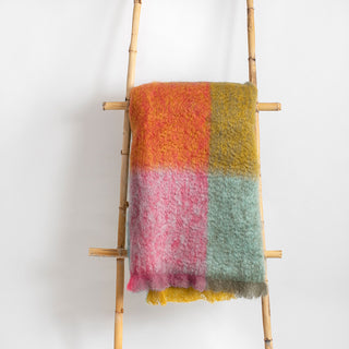 Large Multicolor Check Mohair Blanket