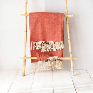 Merino Wool Blanket - Brick Red