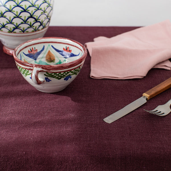 Rustic Linen Tablecloth - Aubergine
