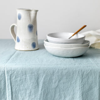 Rustic Linen Tablecloth - Sky Blue